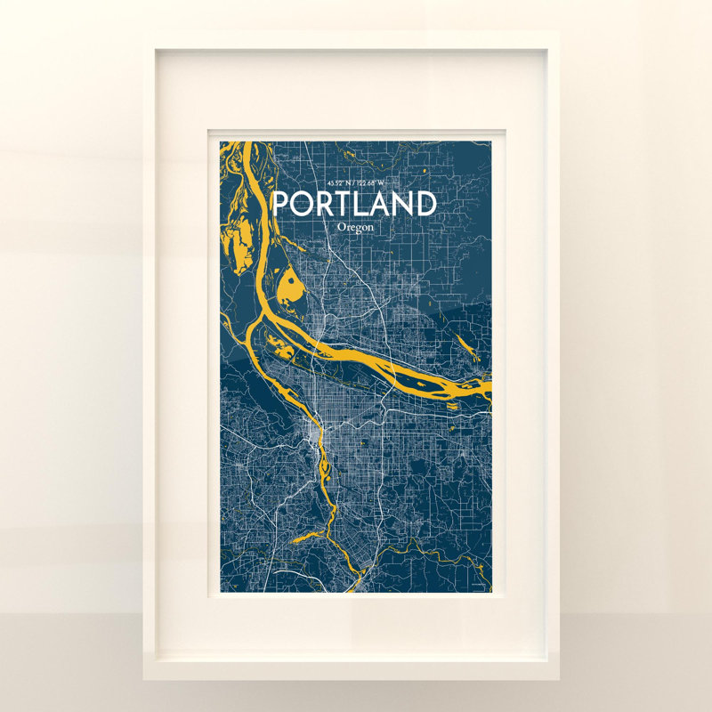 Portland City Map In Amuse - No Frame Print, 17cm H x 11cm W x 0.05cm D