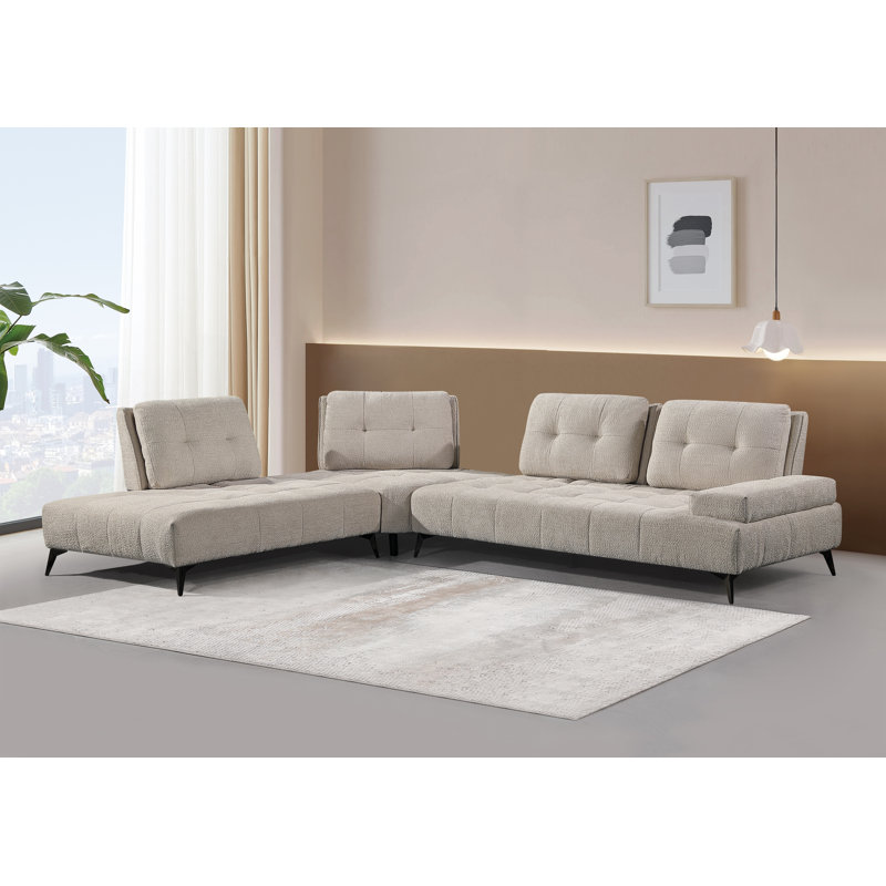 Canapé modulaire en microfibre en L de 128 po Betsy Furniture, dossier réglable, 9073 (gris clair, méridienne gauche)