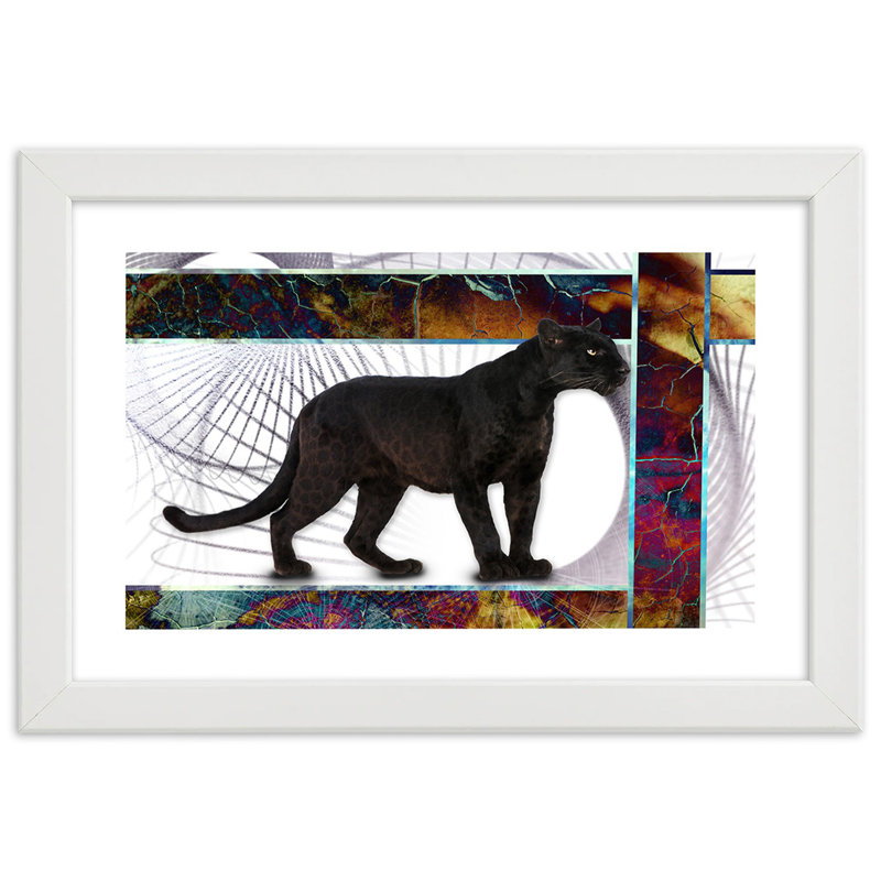 Leopard Animals - Single Picture Frame Print, White, 70cm H x 100cm W