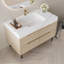 Meuble-lavabo moderne de 35,4 po avec lavabo sous comptoir, plateau en pierre frittée, bois massif multicouche imperméable, rangement à 4 tiroirs, autoportant / mural