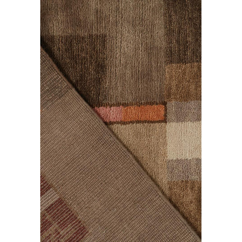 Art Deco Hand Knotted Wool Geometric Area Rug, Rectangle 5' x 7'