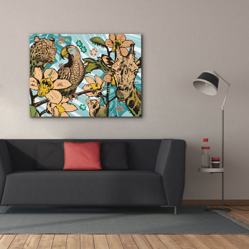 «Tropic Friends 5» par Dean Russo, art mural sur toile, H 40 po x l 54 po x P 1,5 po