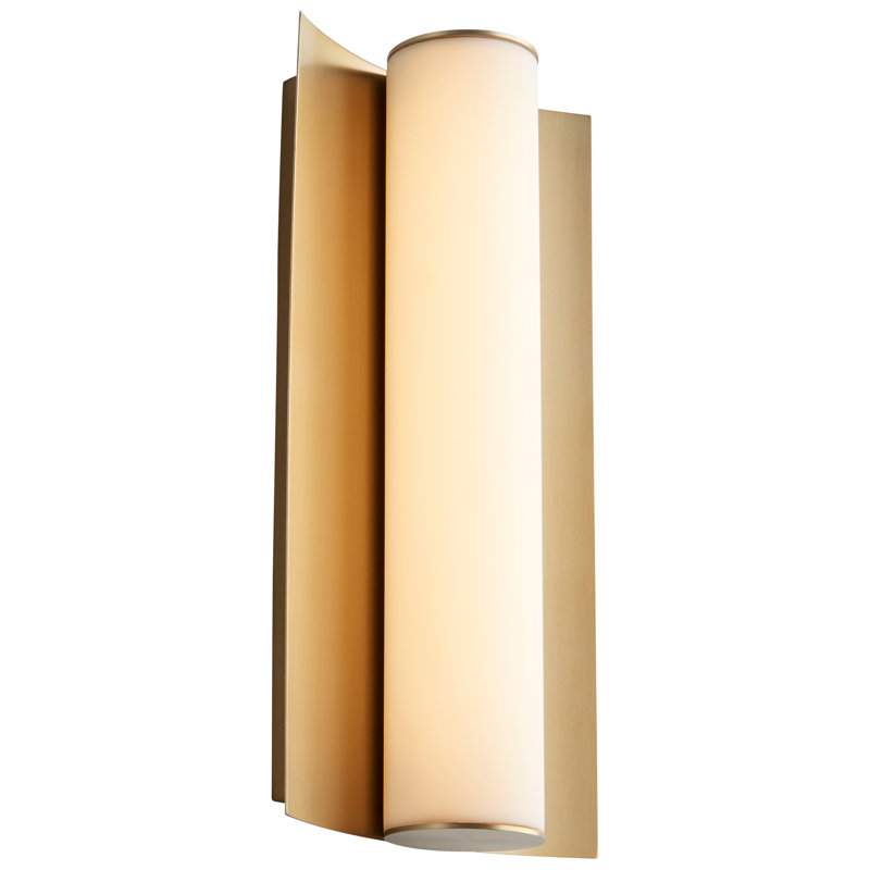 Garrus Steel LED Armed Sconce, Aged Brass