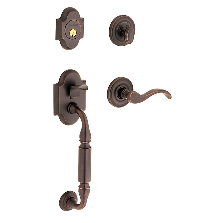 Canterbury Handleset with Single Cylinder Deadbolt and Door Knob and Rosette