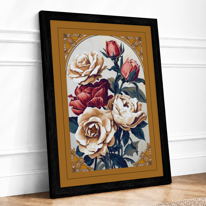 Victorian Rose Compendium Botanical - Framed Print, A3 - 42.0 x 29.7 cm, Black