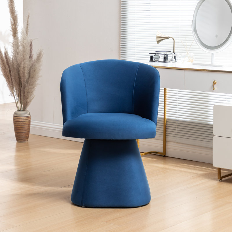 Dantzler Velvet Swivel Upholstered Dining Chair, Navy, 1