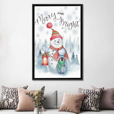 «Merry and Bright», reproduction d'art sur toile encadrée
