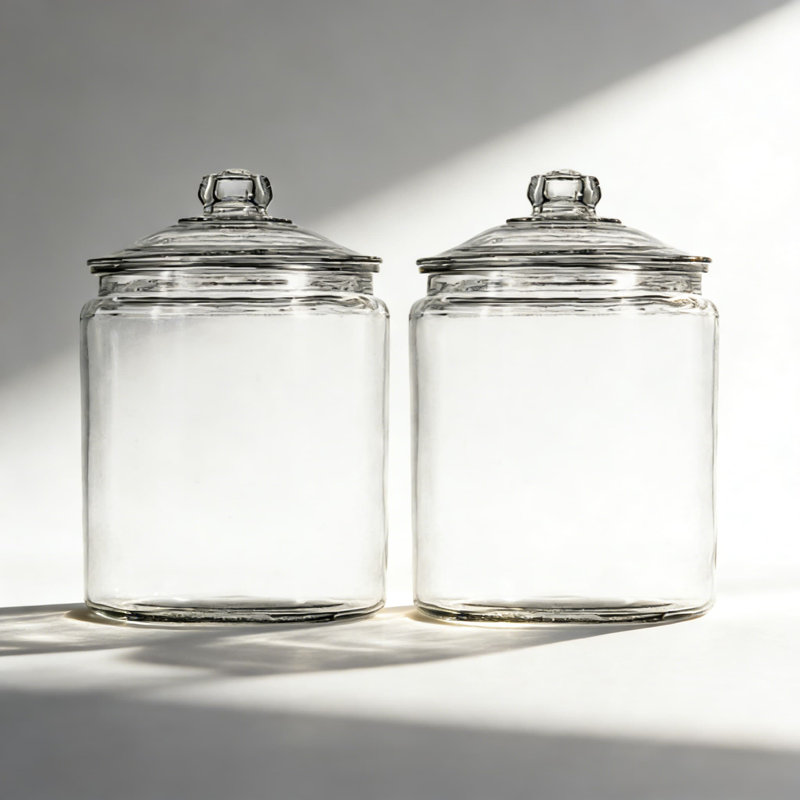 Bocaux en verre de 1 gallon avec couvercles, ensemble de 2 contenants de rangement en verre transparent à large ouverture pour l'organisation d'aliments secs, de farine, de riz, de café, de bonbons et de garde-manger