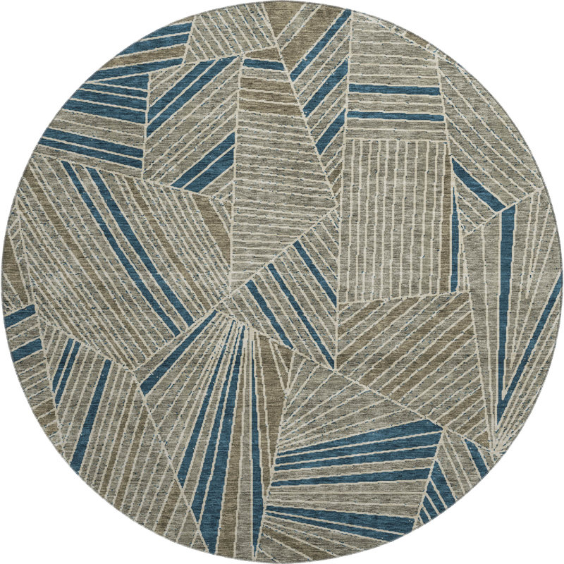 Premium Machine Washable Prisco Taupe Rug, Round 8'