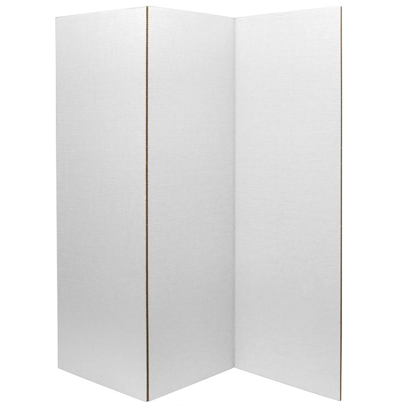 3 ft. Short White Cardboard Folding Screen with 3 Panels