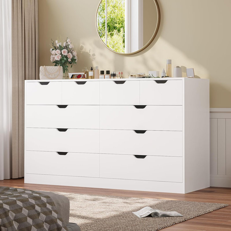 Modern 10 Drawer Dresser, Black Large Chest Of Drawers For Bedroom,Long Dressers With Drawers For Living Room, Entryway, Hallway