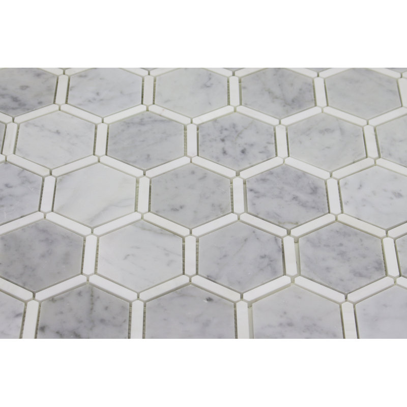 3" x 3" Marble Honeycomb Mosaic Wall & Floor Tile, Carrara/Dolomite