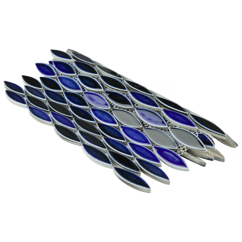Pescado 1" x 2" Porcelain Mosaic Wall & Floor Tile, Glossy Azul
