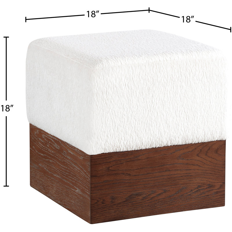 Repose-pieds / tabouret Madelen, Tissu velours crème, Brun