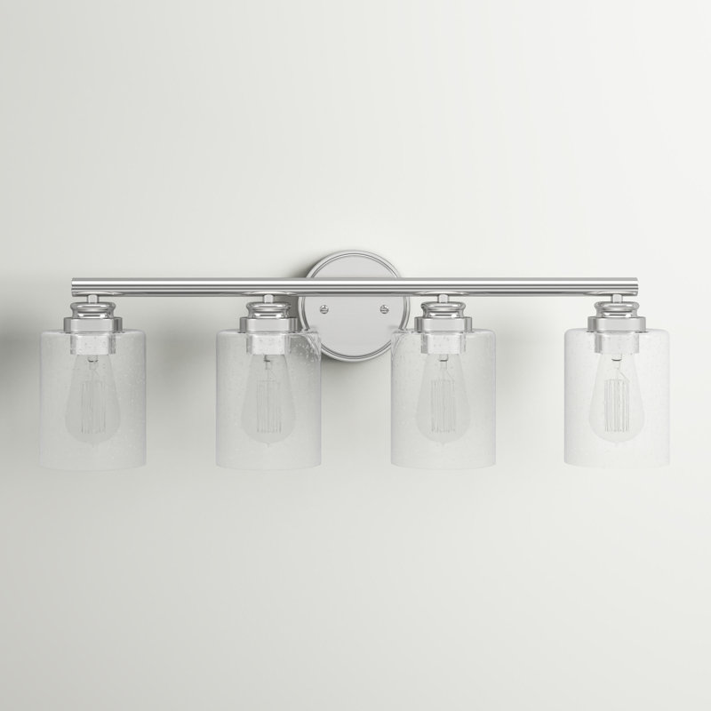Éclairage de salle de bain à intensité variable 4 lumières Abdulkadyr, Nickel poli brossé, Transparent