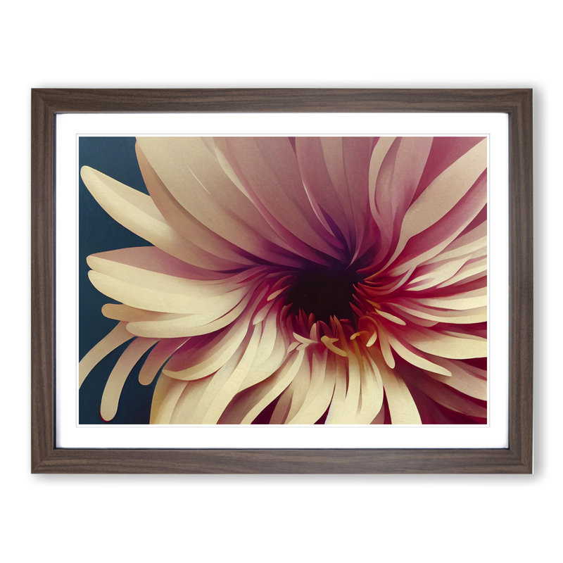 Lively Flower - Single Picture Frame Print, 46cm H x 64cm W x 2cm D, Walnut