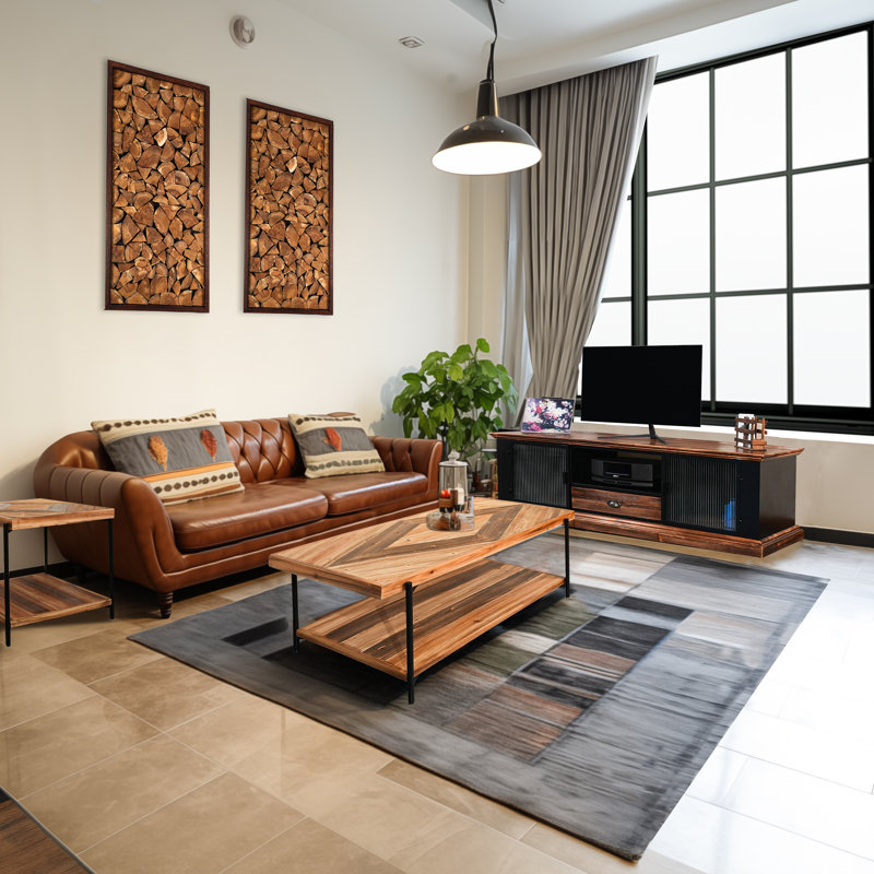 StoneCreek 4 Pieces Fir Living Room Table Set, Solid Fir Wood, Includes 65 inch TV Stand, Coffee Table& Two End Tables