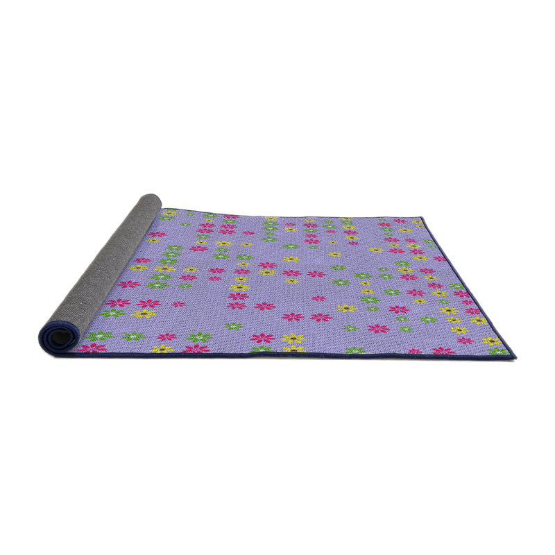 Tapis mauve à motif floral Ayaana, Rond 8 pi