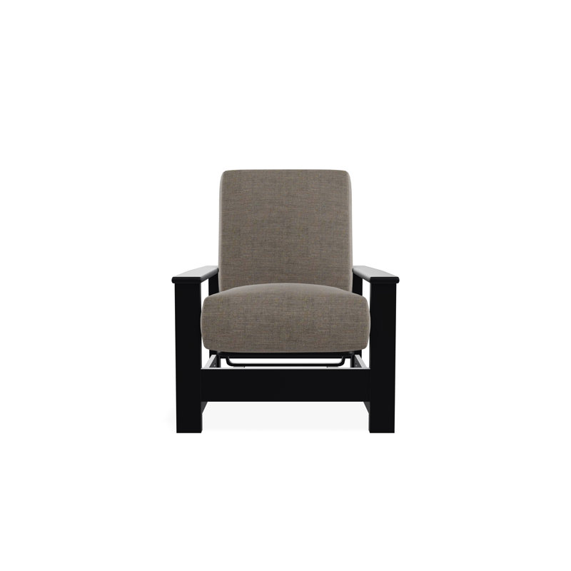 Leeward Marine Grade Polymer Deep Seating Cushion Arm Chair with Hidden Motion, Cast Ash Sunbrella® Plainweave, Black