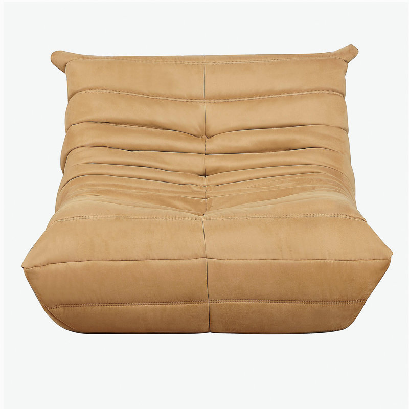 Chaise d'appoint luxueuse de luxe en microfibre jaune touffetée et confortable
