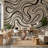 Abstract Wallpaper Wavy Black Lines Wall Mural-1453659472-1453659479