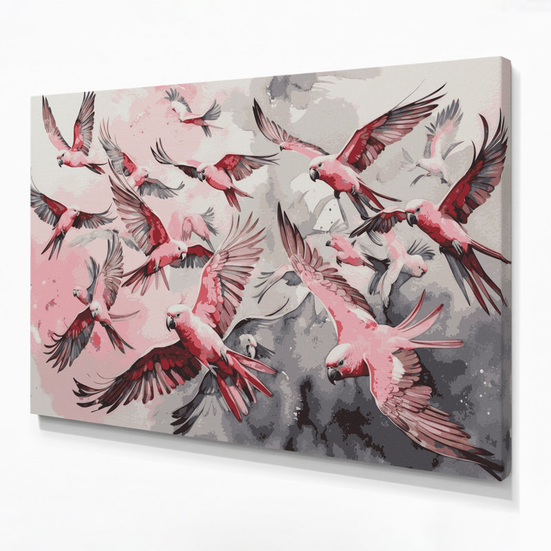 «Birds Galah Beige», art mural sur toile, H 20 po x l 24 po