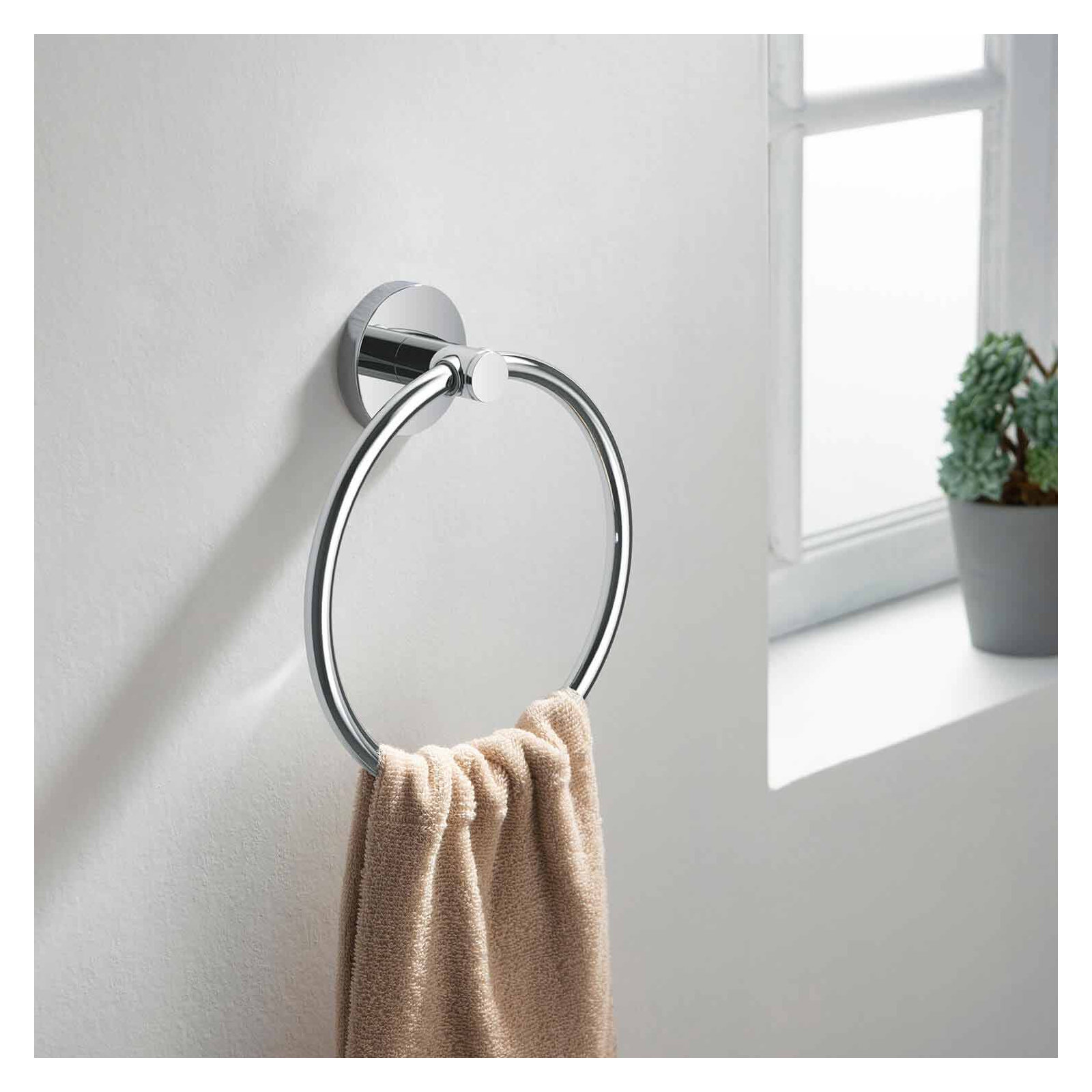 Circular Bathroom Towel Ring, Chrome