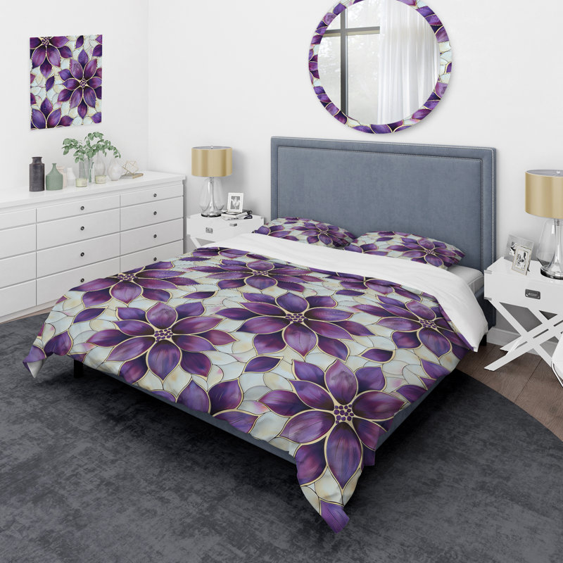 Ensemble de housse de couette transitionnelle mauve et mauve, Housse de couette très grand et 2 très grandes t