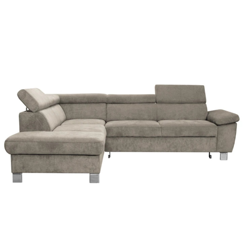 Lucy Upholstered Foldable Corner Sofa with Storage , Tan, Left Hand Facing