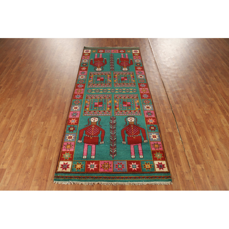 Tapis de couloir indien en laine à motif géométrique 4 x 10