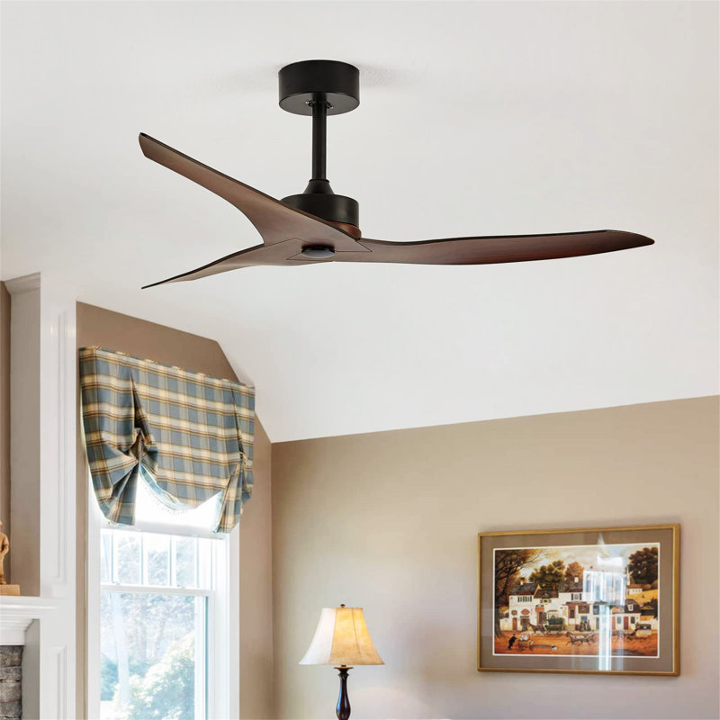 Ventilateur de plafond extérieur 52 po sans lumière avec télécommande, Brun