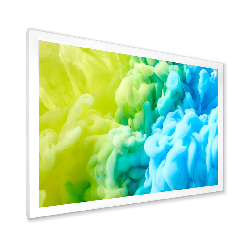 Encre liquide verte et bleue - reproduction sur toile flottante, H 8 po x l 12 po x P 1 po, Cadre photo blanc