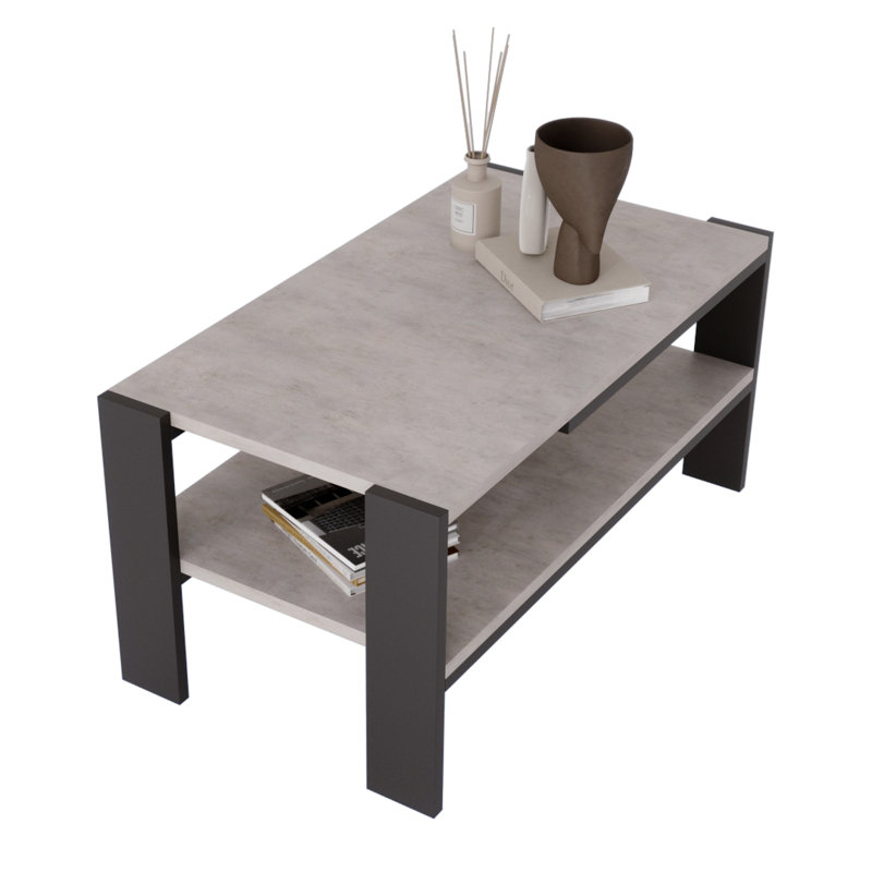 Lurine Four Leg Coffee Table with Storage, Concrete