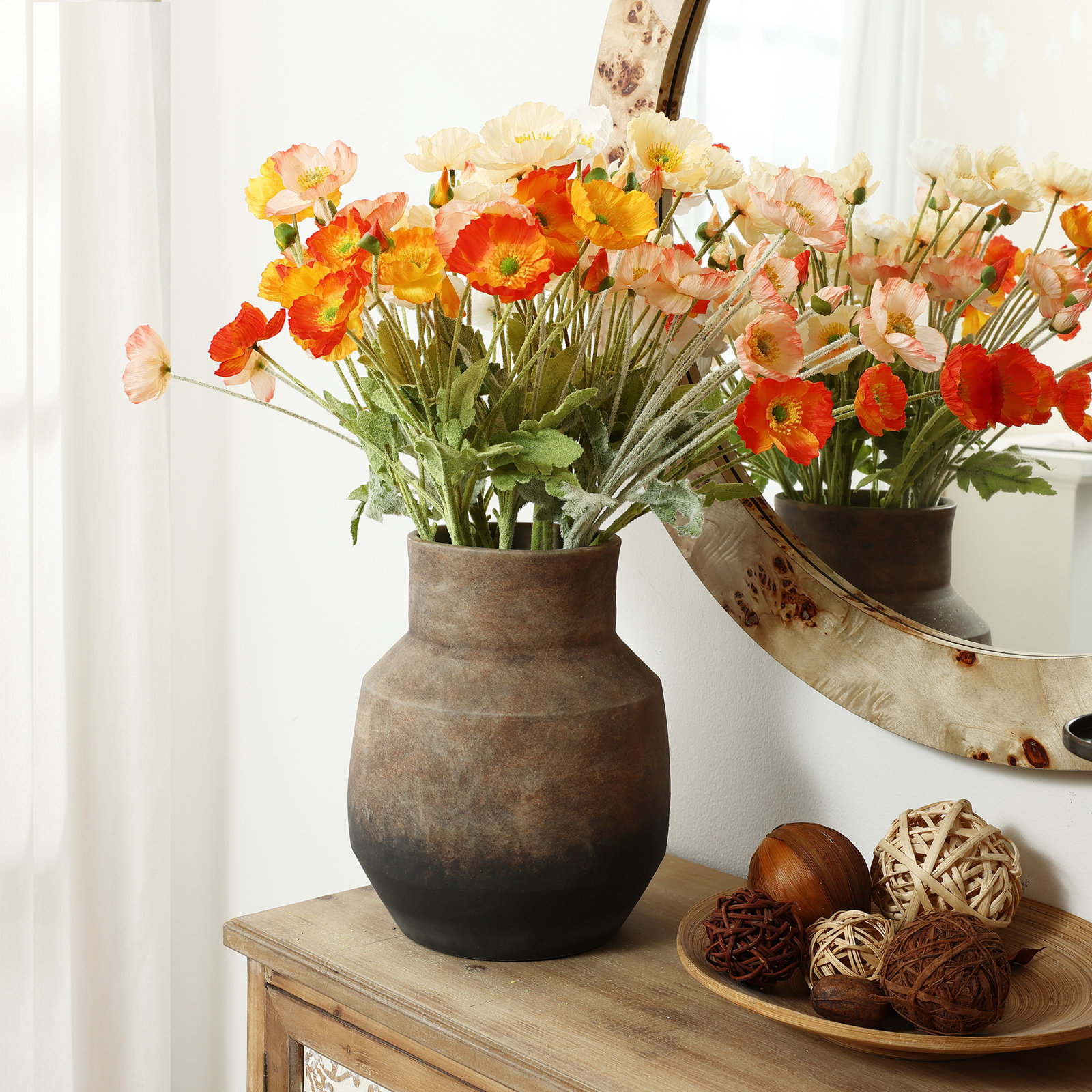 Rockport Terracotta Table Vase, 11.1" H x 9.6" W x 9.6" D