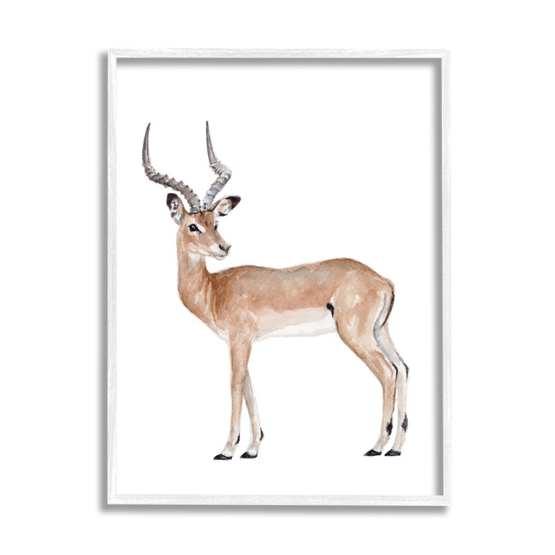 «Impala Antelope Watercolor Children Wild Animal» par Fox Hollow Studios - Peinture, H 30 po x l 24 po x P 1,5 po