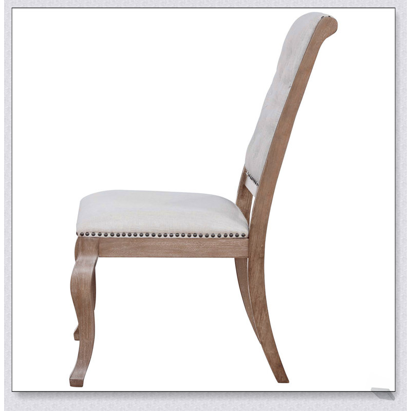 Ensemble de chaises à dossier capitonné crème et orge brun, élégant et confortable pour toute salle à manger, Naturel