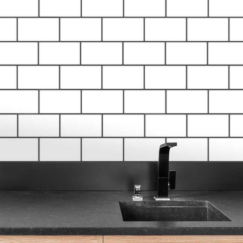 14cm W x 28cm L Aluminum Peel and Stick Subway Tile, Brilliant White