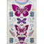 Tapis décoratif moderne mauve et beige à motif de papillons et de fleurs-613775441