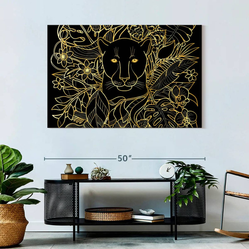 Brampt Floral Black Panther, 32" H x 48" W