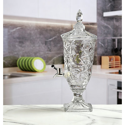 Ice-patterned 102oz Glass Beverage Dispenser