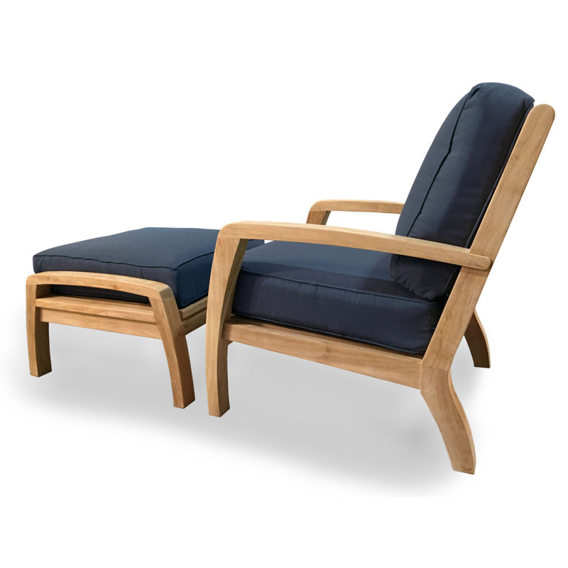 Repose-pieds d'extérieur avec coussin Somerset, Toile bleu marine Sunbrella®