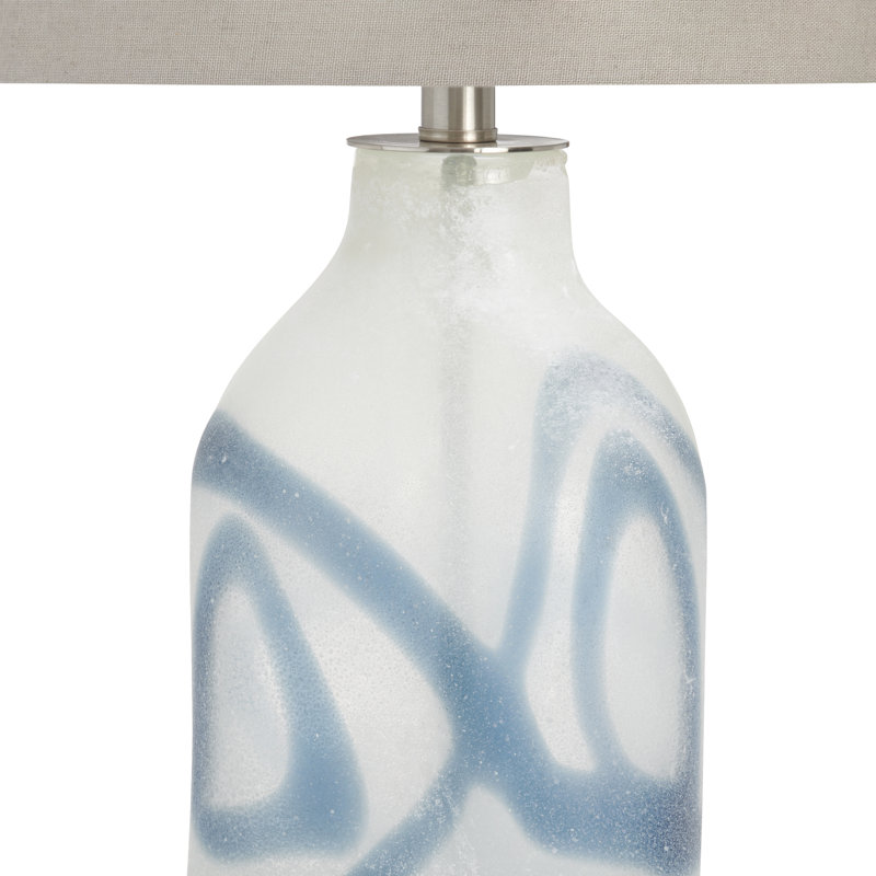 25" Crystal Table Lamp With Gray Shade