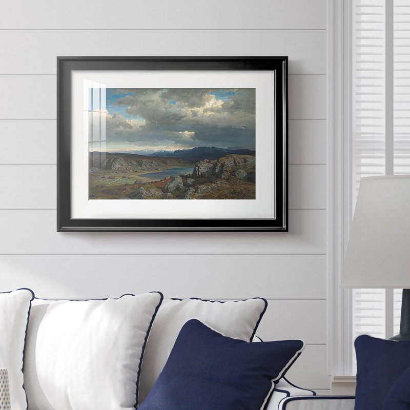 Highland Landscape (Høyfjell) - Hans Gude - reproduction encadrée avec passe-partout et verre - c. Milieu à la fin du 19e siècle