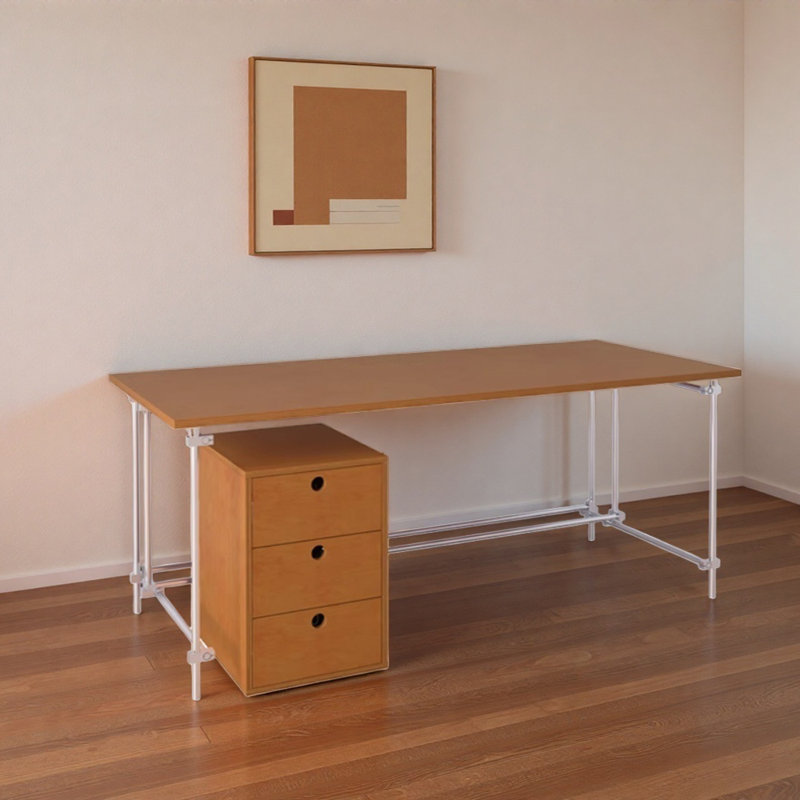 Bureau d'ordinateur à trois tiroirs Durable, H 29,52 po x l 82,67 po x P 33,46 po, Brun
