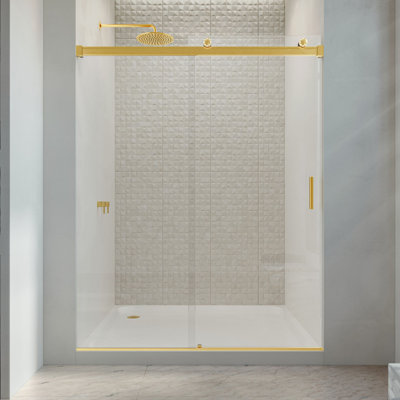 Rouleaux de porte de douche coulissante sans cadre de 3/8 po en verre trempé coulissant de 56 à 60 po x 77 po Runway