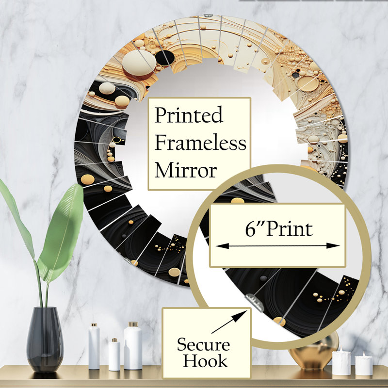 Drover - Miroir mural moderne rond, 32 po x 32 po