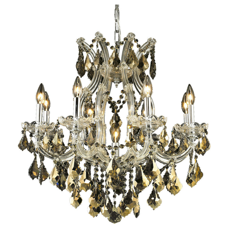 Stockard 9 - Light Chandelier, Smoky, Gold, Chrome / Golden Teak (Smoky) / Royal Cut