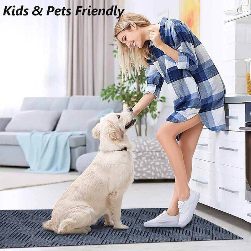 Custom Size Gray Indoor Non-Slip Runner Rug for Kitchen Hallway, Runner 4' x 7'