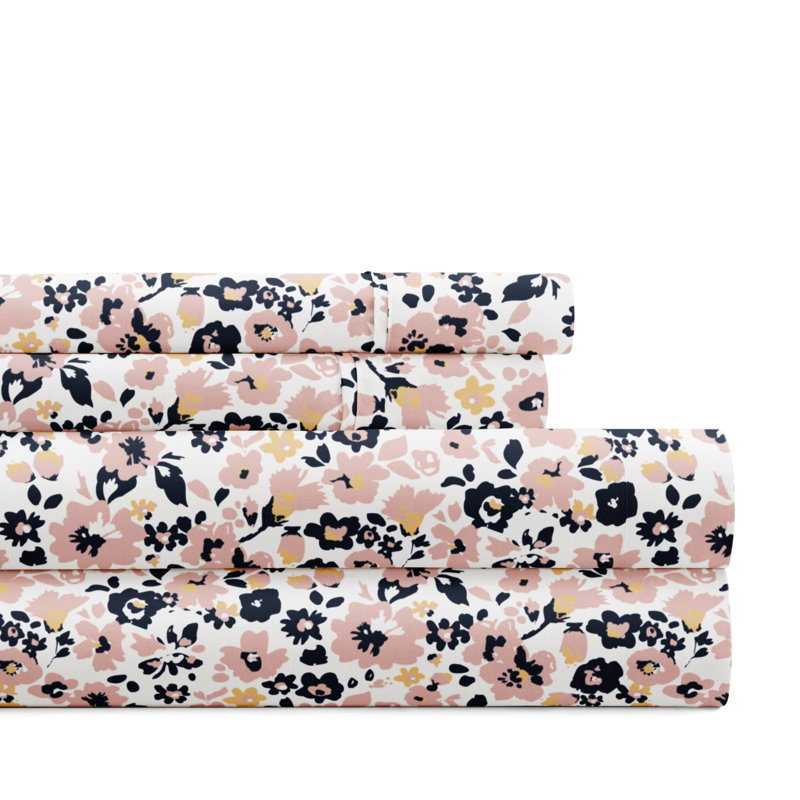 Mauve Floral Twin Microfiber Kids Cover Sheet Set