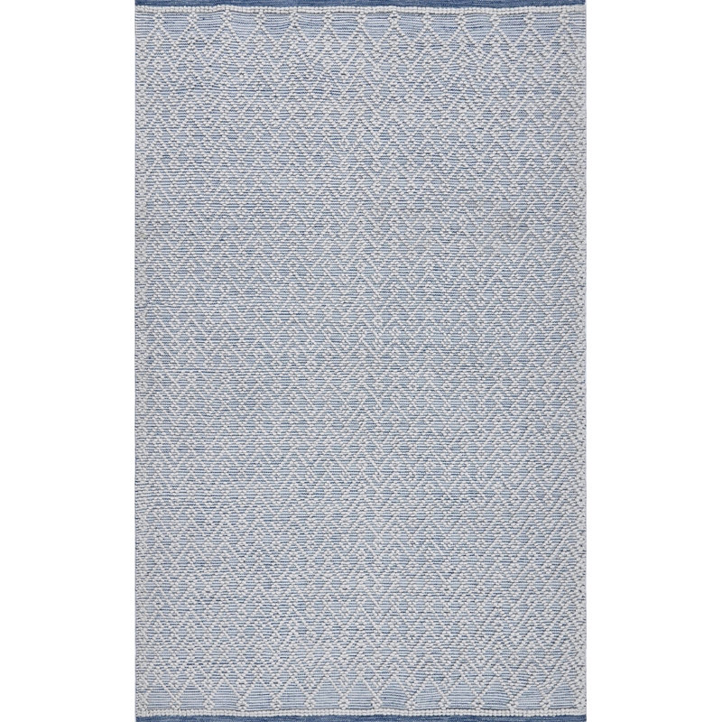 Tapis bleu recyclé tissé à la main Global Recycled Standard, Rectangle 5 pi x 8 pi
